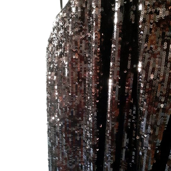 Zara rich brown sequin halter long dress, S - Picture 9 of 12